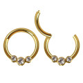 316L Surgical Steel Pvd Plated Crystal Septum Piercing Clicker Nose Ring